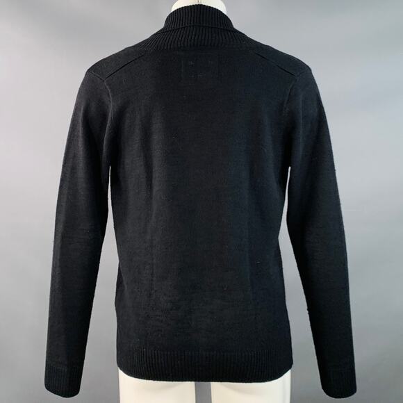 G-STAR Size M Black Cotton Wool Blend Knit Double Breasted Buttoned Cardigan - Picture 3 of 10